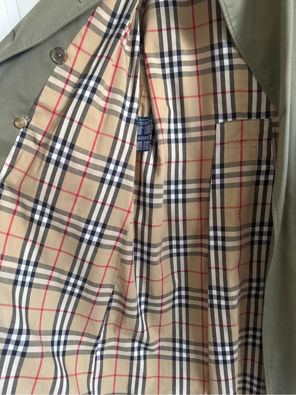 Burberry Olive Trench Coat with Signature Check Lining Vintage 10P - Picture 4 of 12